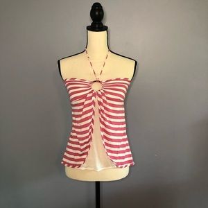 Ella Moss Striped Halter Neck Tie Top (metallic)